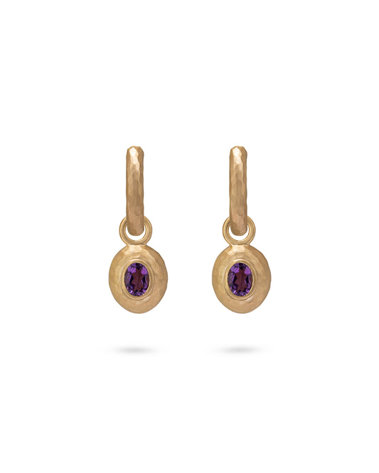Wander Hoops Medium with Sasso Charms Purple Amethyst