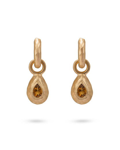 Wander Hoops Small with Drop Charms Madeira Quartz