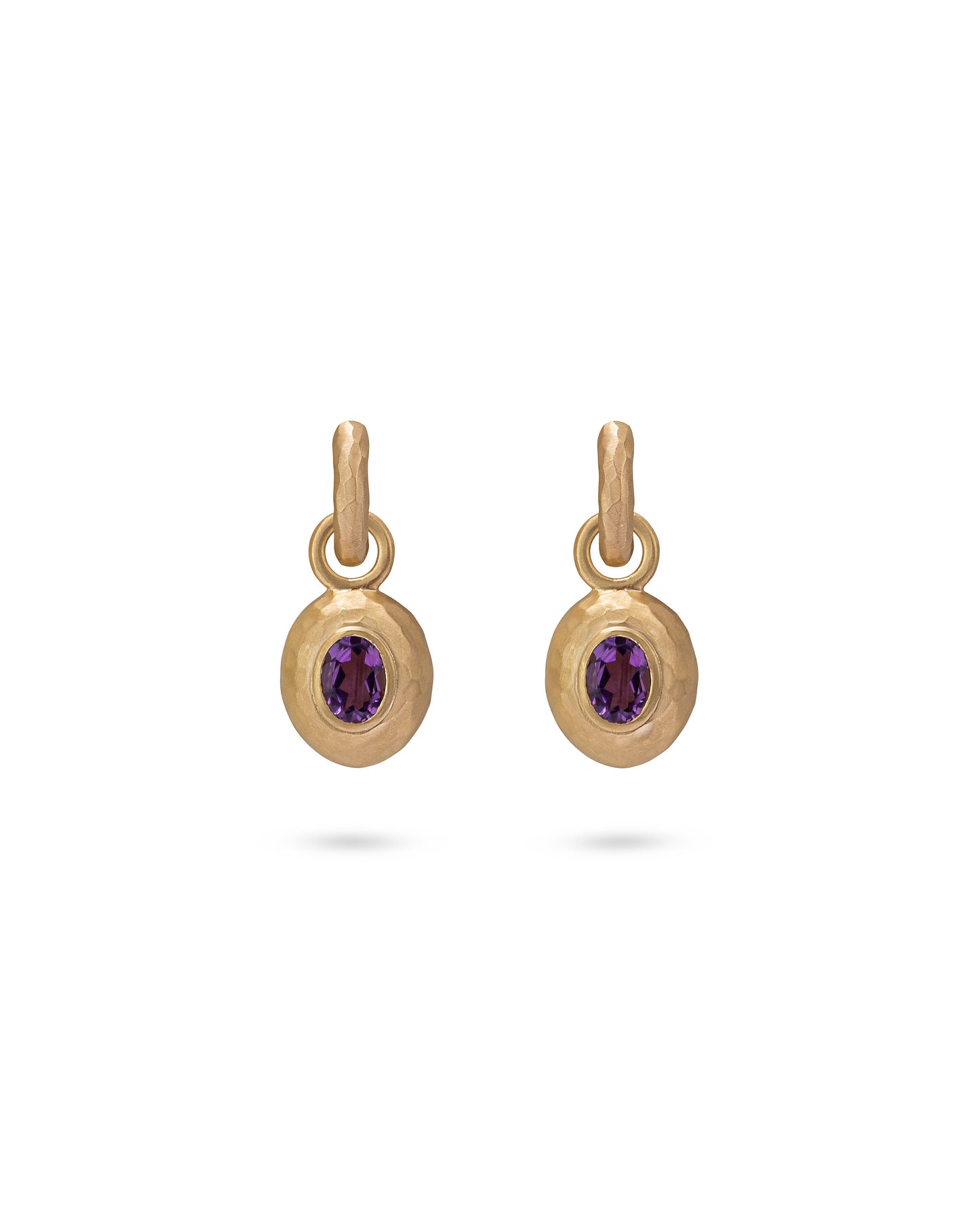 Wander Hoops Small with Sasso Charms Purple Amethyst