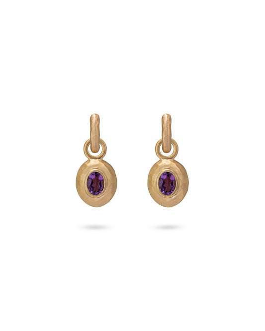 Wander Hoops Small with Sasso Charms Purple Amethyst