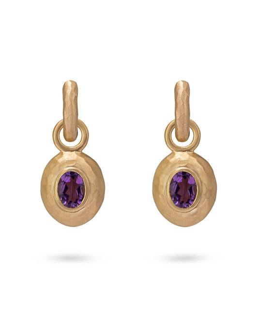 Wander Hoops Small with Sasso Charms Purple Amethyst