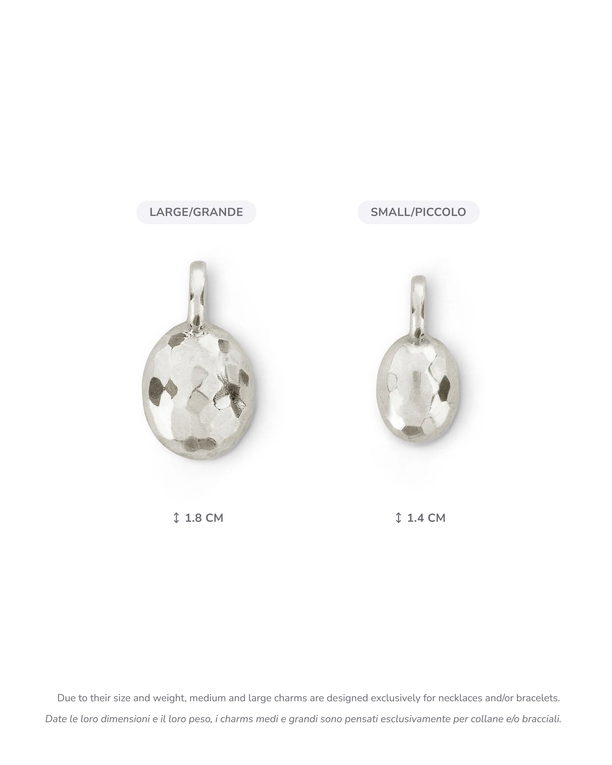Sasso charm size guide