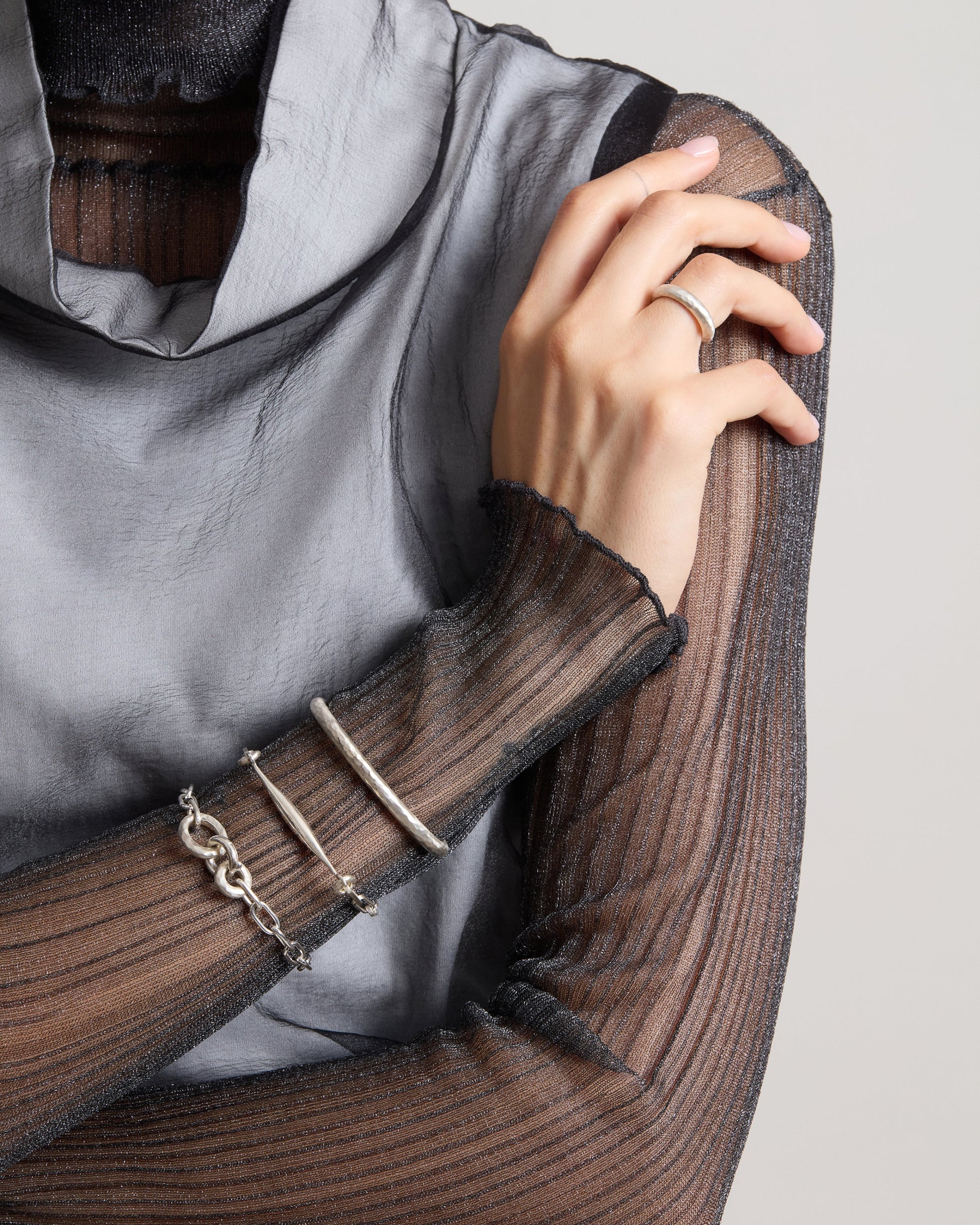 Spindle Bracelet Clip Chain Natural Silver
