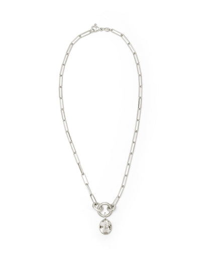 Collana Voyage Catena Clip con Ciondolo Sasso Grande Argento Naturale
