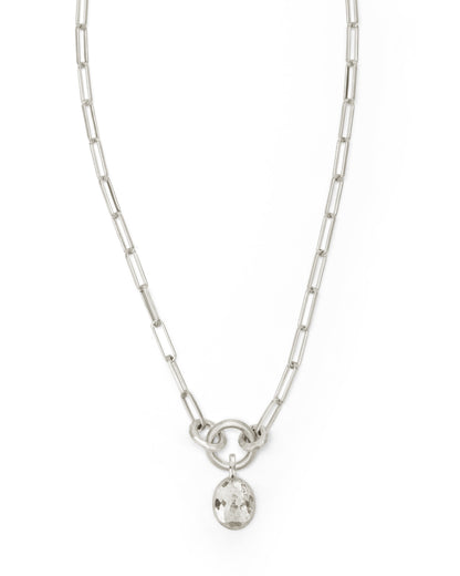 Collana Voyage Catena Clip con Ciondolo Sasso Grande Argento Naturale