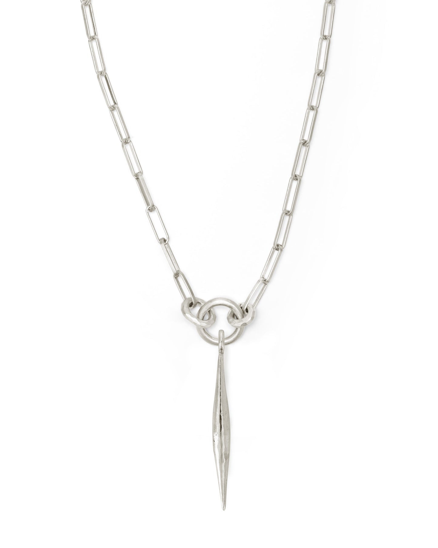 Collana Voyage Catena Clip con Ciondolo Spindle Grande Argento Naturale