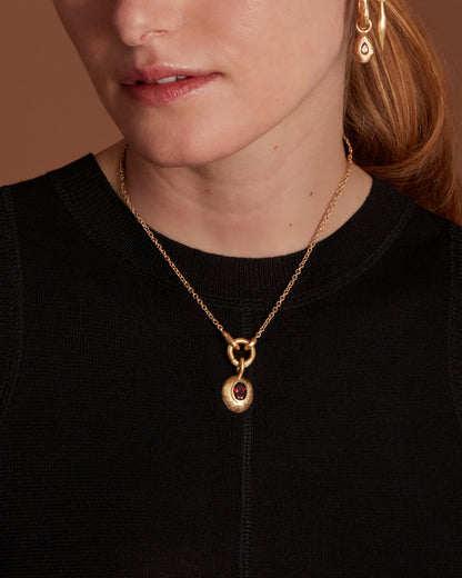Voyage Necklace Light Chain with Sasso Charm Red Garnet