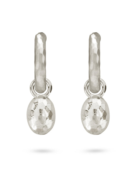 Wander Hoops Medium with Sasso Charms Medium Natural Silver