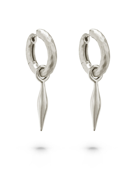 Wander Hoops Medium with Spindle Charms Small Natural Silver