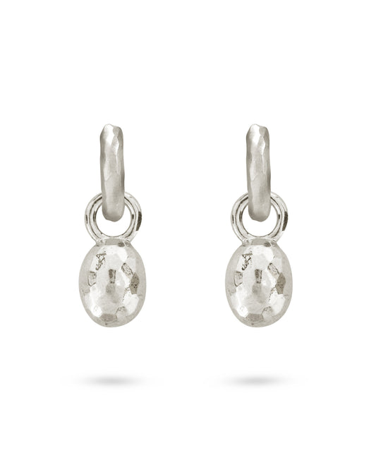 Wander Hoops Small with Sasso Charms Medium Natural Silver