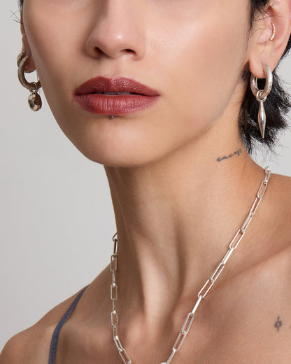Wander Hoops Medium with Spindle Charms Small Natural Silver