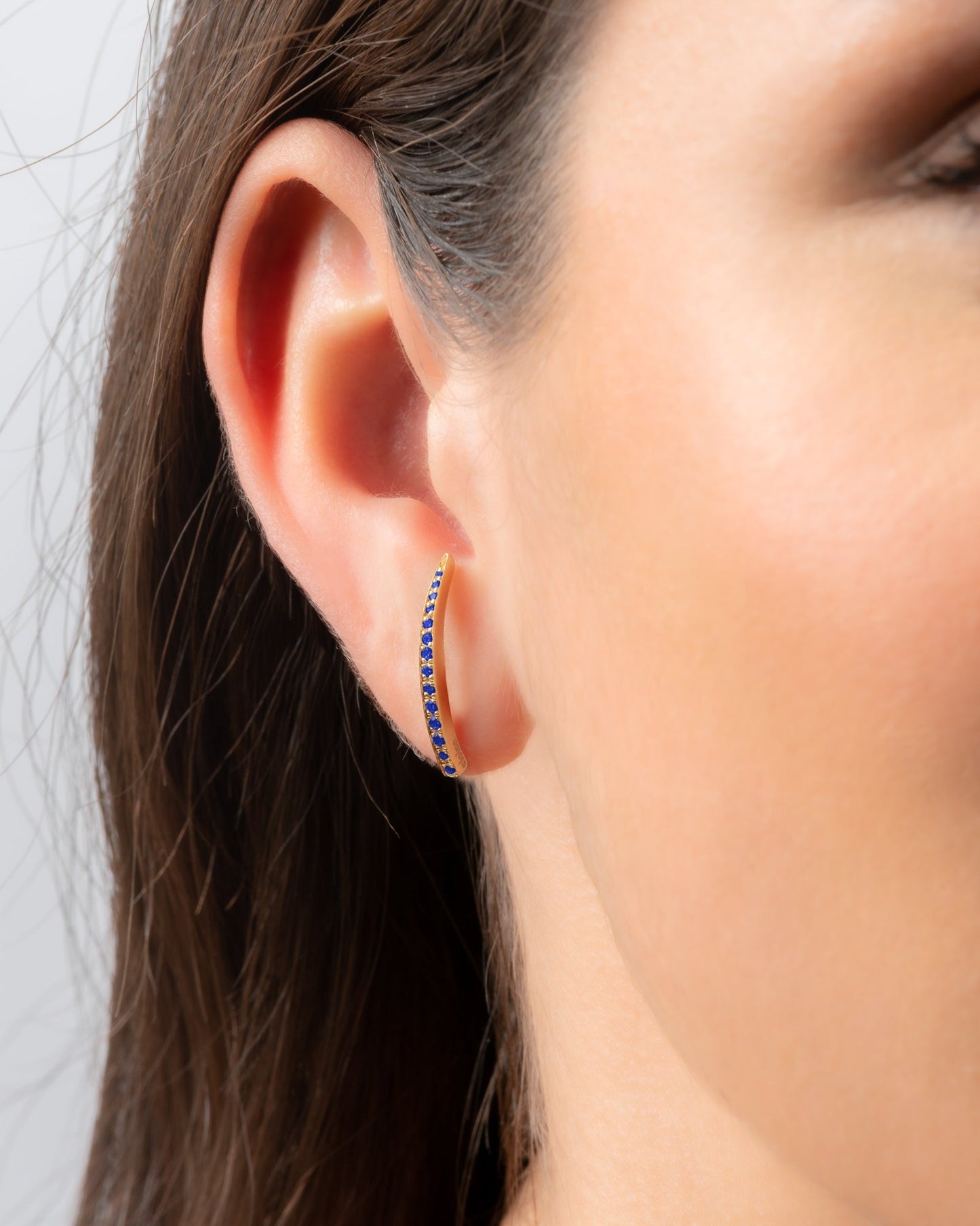 Crescent Moon Earrings Long Sapphire