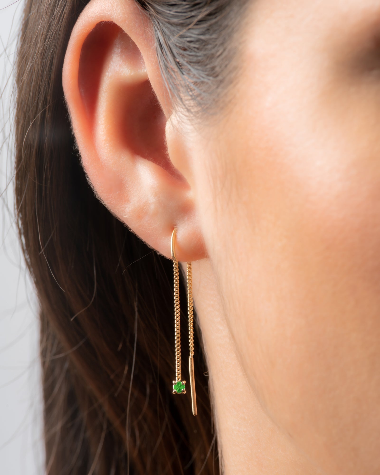 Connection Chain Threader Earrings Emerald