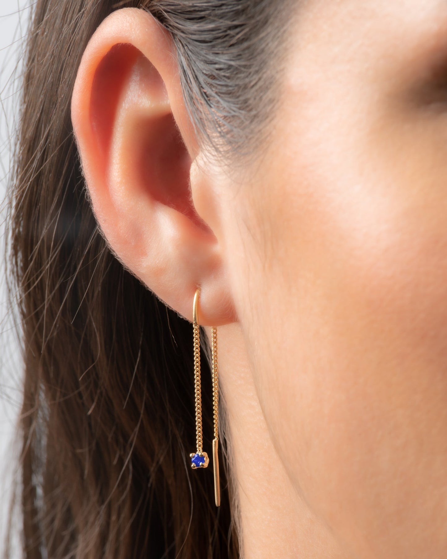Connection Chain Threader Earrings Sapphire