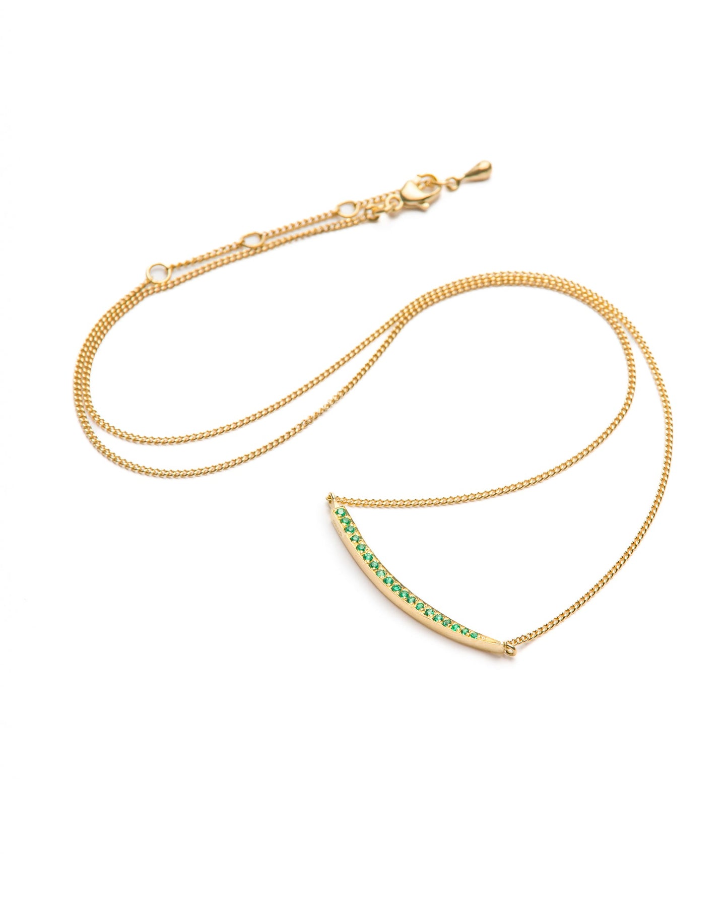 Crescent Moon Necklace Emerald
