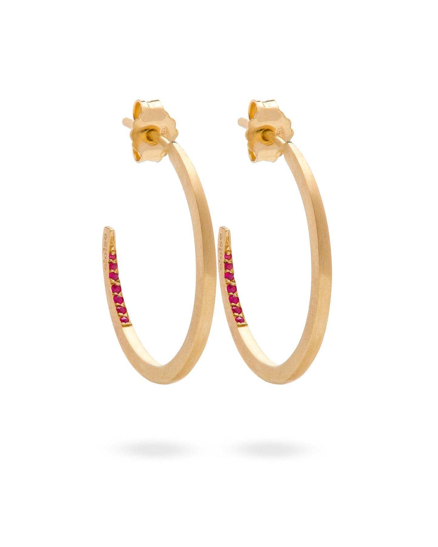 Crescent Moon Hoops Ruby