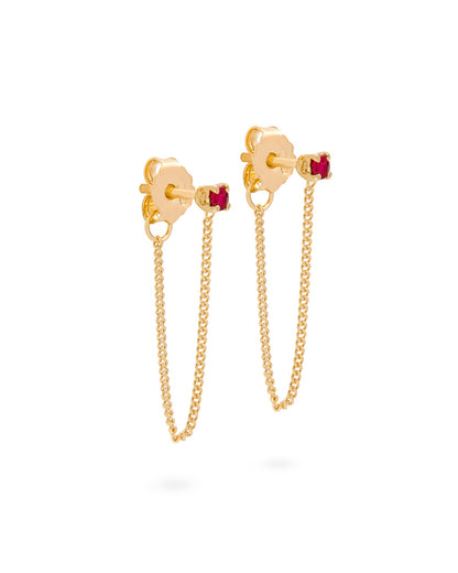 Connection Chain Stud Earrings Ruby