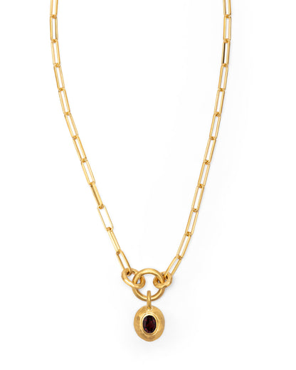 Voyage Necklace Clip Chain with Sasso Charm Red Garnet