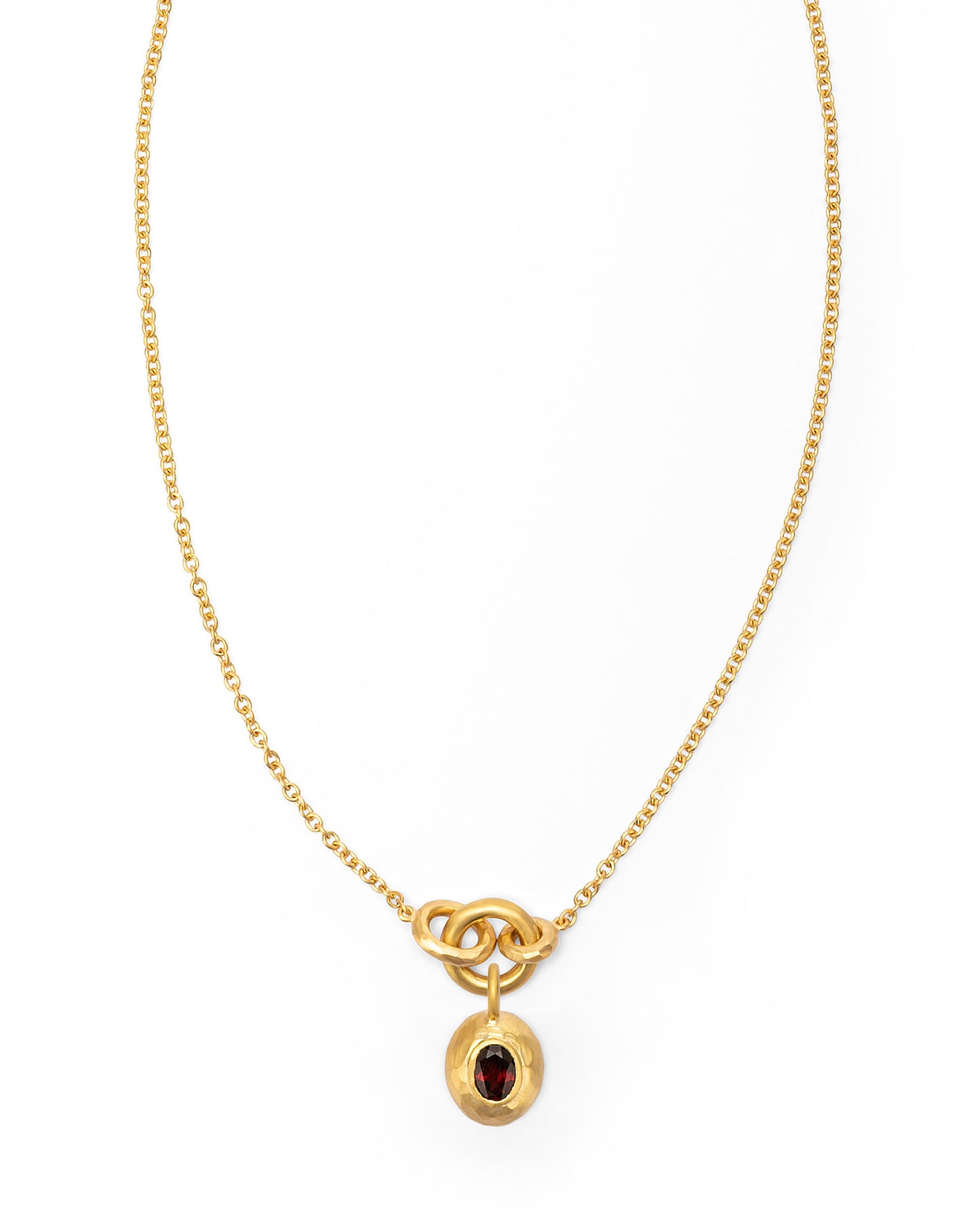 Voyage Necklace Light Chain with Sasso Charm Red Garnet