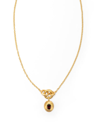 Voyage Necklace Light Chain with Sasso Charm Red Garnet