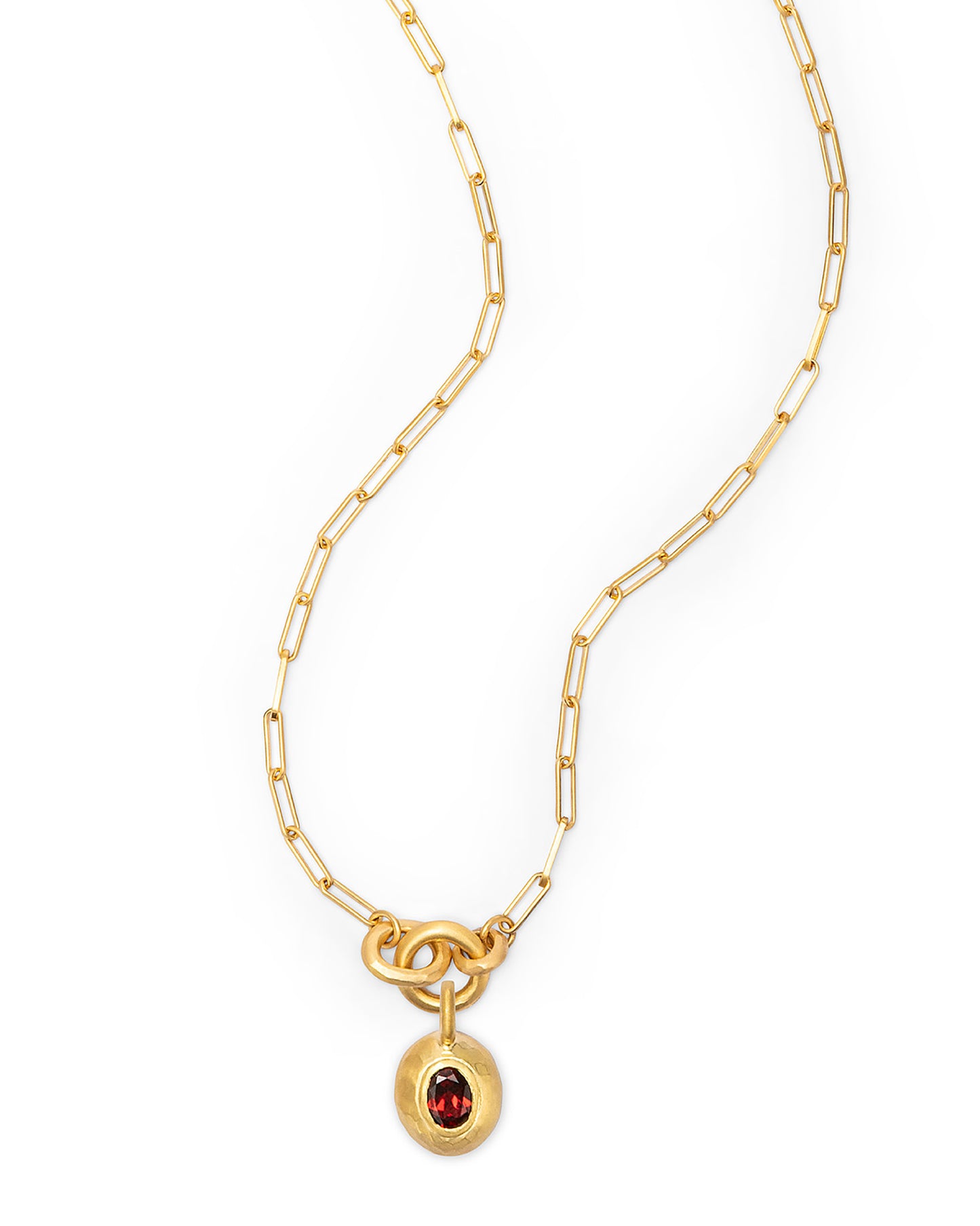 Voyage Necklace Clip Chain Light with Sasso Charm Red Garnet