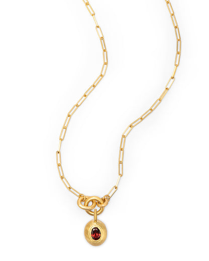 Voyage Necklace Clip Chain Light with Sasso Charm Red Garnet