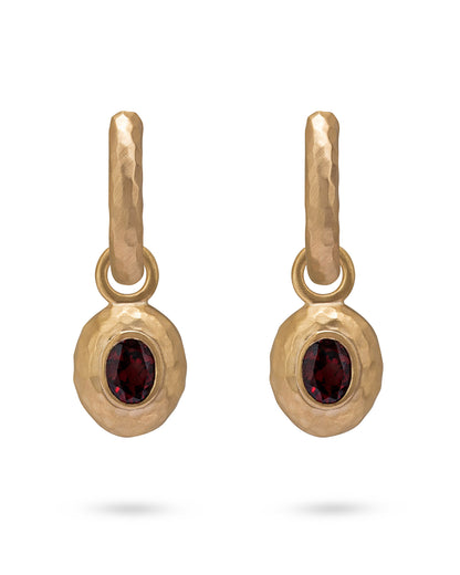 Wander Hoops Medium with Sasso Charms Red Garnet