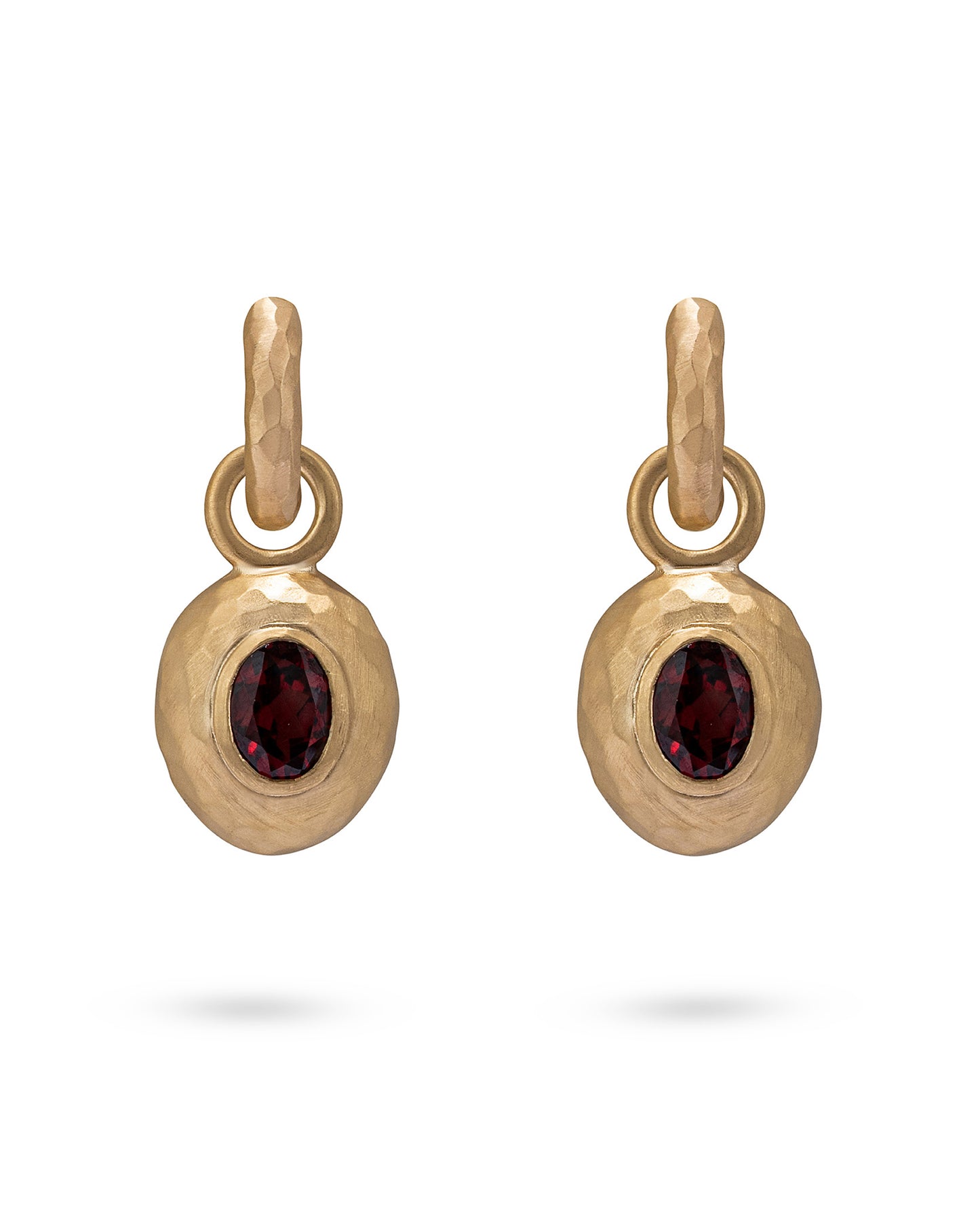 Wander Hoops Small with Sasso Charms Red Garnet