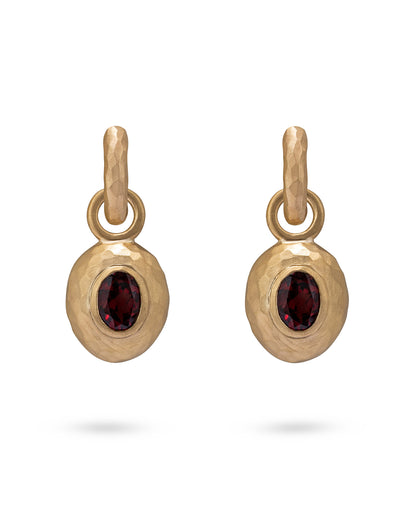 Wander Hoops Small with Sasso Charms Red Garnet